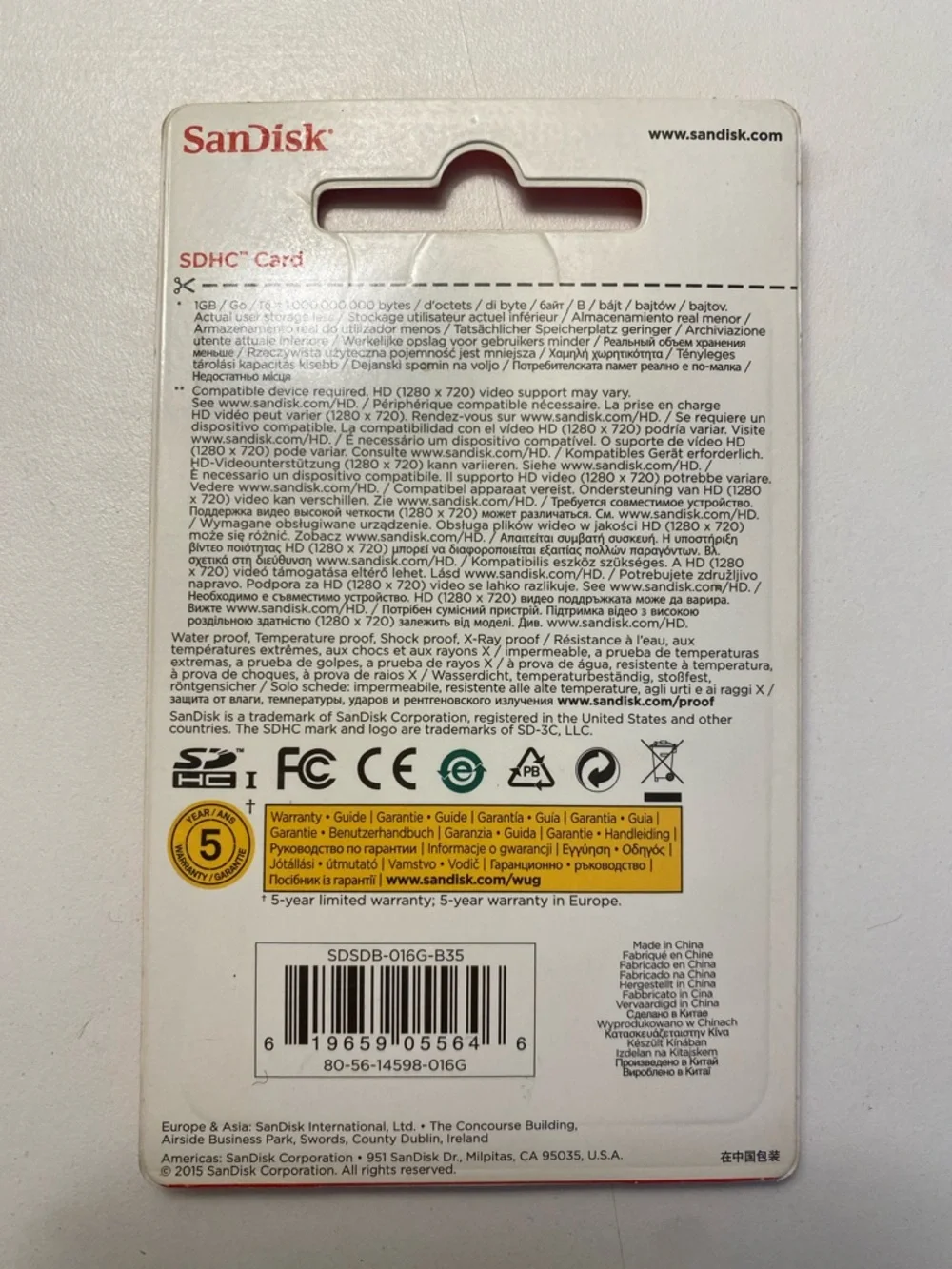 SanDisk 16GB SDHC Card - New in Packaging